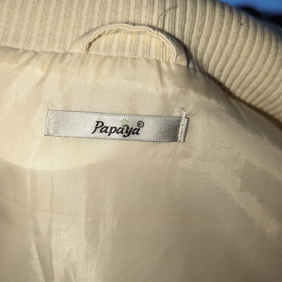 Juniors size M faux leather cream jacket by Papaya - Picture 5 of 12